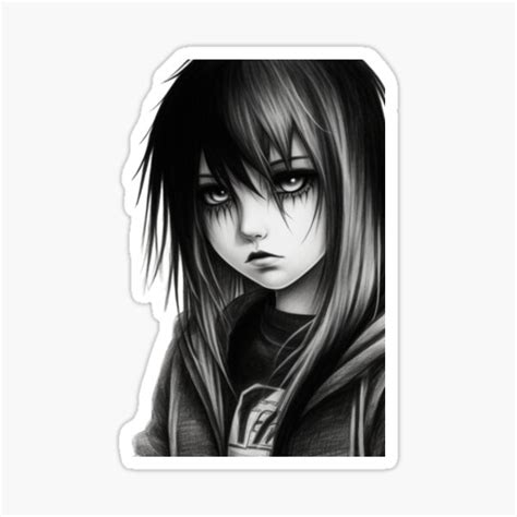 "BLACK AND WHITE EMO CHILD " Sticker for Sale by xxxcharcharxxx | Redbubble