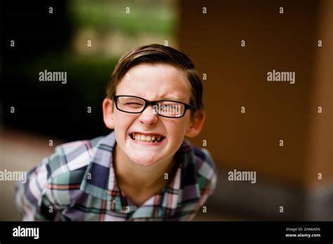 Ten Year Old With A Snarky Smile Posing In San Diego Stock Photo Alamy