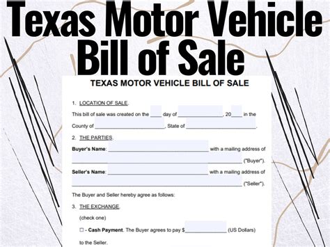 Texas Motor Vehicle Bill of Sale, Texas Motor Vehicle Bill of Sale Form ...