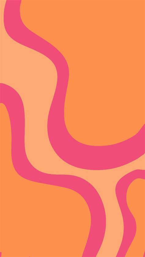 An Orange And Pink Background With Wavy Lines