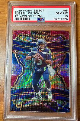 2019 Panini Select Tri Color Prizm 199 Russell Wilson 95 PSA 10 GEM