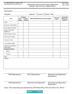 Fillable Online Nrcs Usda Operations Maintenance Inspection Report