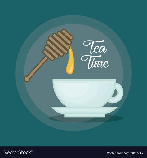 Hot Cup Of Tea Sweeten With Honey Design Vector Image