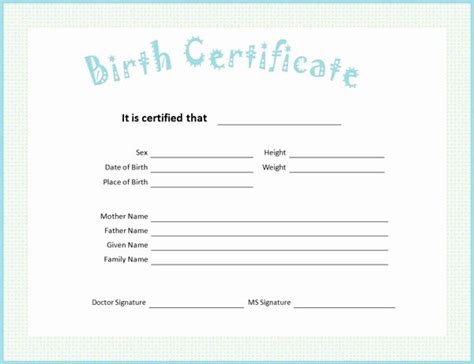 Official Blank Birth Certificate Template Fresh Download Birth ...