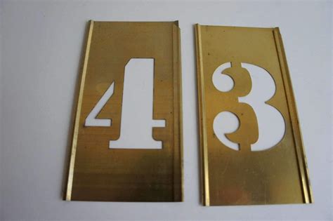 Industrial Vintage Brass Number Stencils 3 4