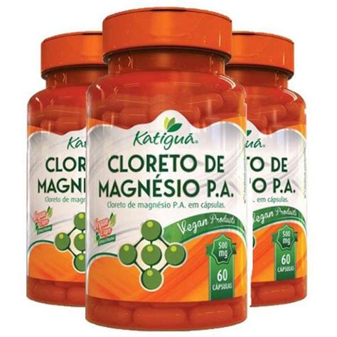 Kit 3 Cloreto de Magnésio P A 60 cápsulas Katigua Cloreto de