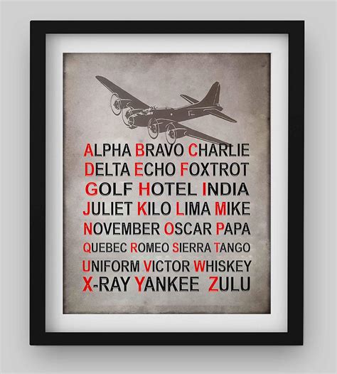 Phonetic Alphabet Nursery Art Print Military Abc Poster Aviation Hot