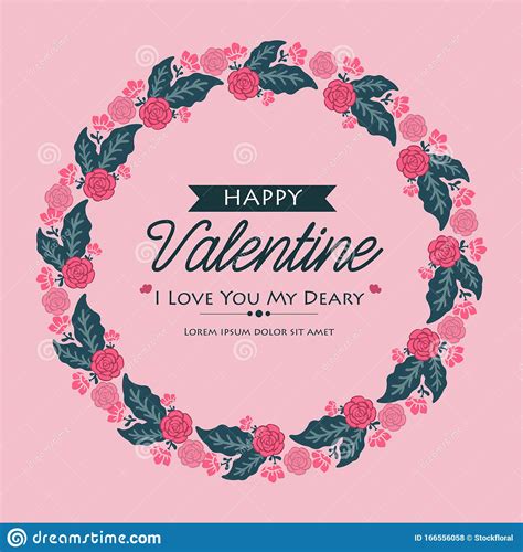 Happy Valentine Day Card Design With Elegant Floral And Leaf