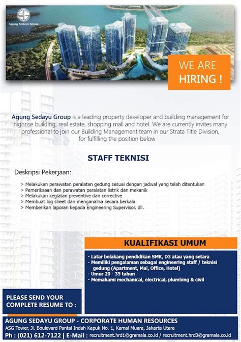 Open Recruitment Pt Agung Sedayu Group Terbaru Hari Ini Lowongan