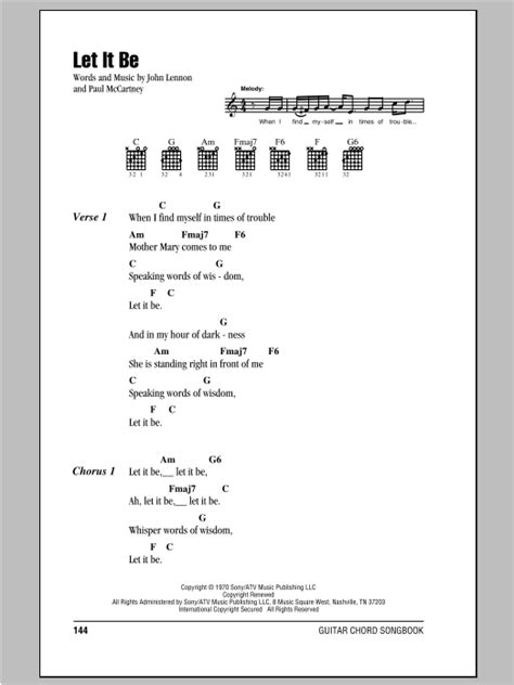 Let It Be Partition Par The Beatles Paroles Et Accords 78493