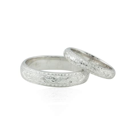 Wedding Ring Set 14k White Gold His And Hers Intricately