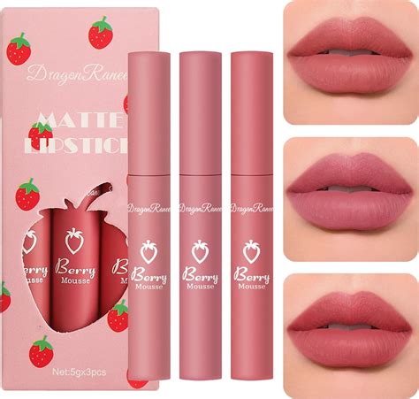 Amazon 3 Piece Nude Matte Lipstick Set Natural Nude Lipstick Velvet Air Moisture Smooth
