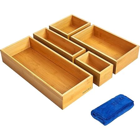 Amazon Luxury Bamboo Drawer Organizer Storage Box Bin Set Multi