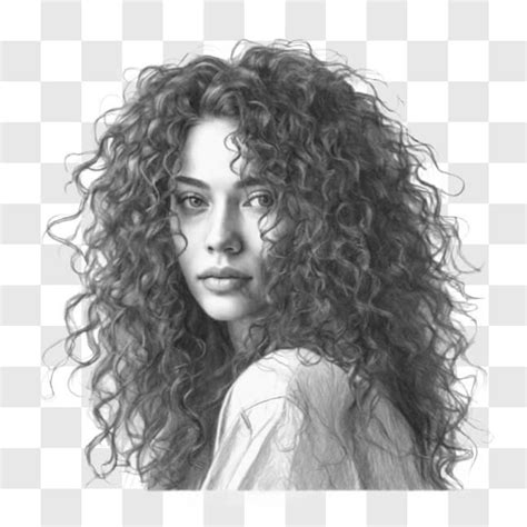 Descarga Dibujo Realista En Blanco Y Negro De Mujer Con Cabello Rizado Sketches En Línea