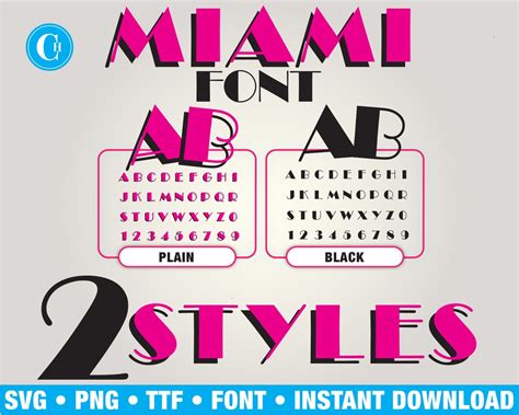 Miami Vice Font Bundle Svg Png Pdf Instant Download Etsy