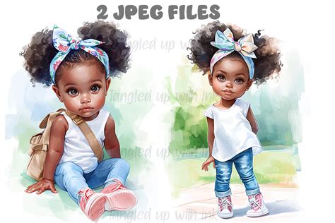 African American Girls Clipart Set 7 Graphic By Tangledupwithink · Creative Fabrica