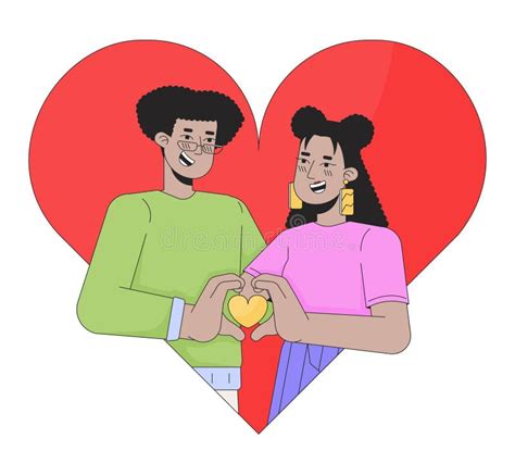 Relationship Heterosexual Couple Hispanic 2d Linear Illustration