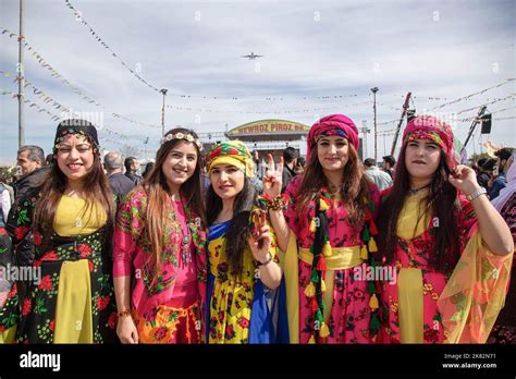 Kurdish Women Seen Wearing Their Traditional Clothes During The