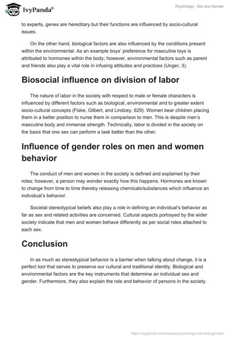 Psychology Sex And Gender Words Research Paper Example