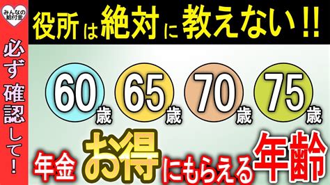 【老後年金】役所は教えない！「60歳、65歳、70歳、75歳」で2000万円年金が変わる！一番年金をお得に受け取れる年齢を解説 Youtube