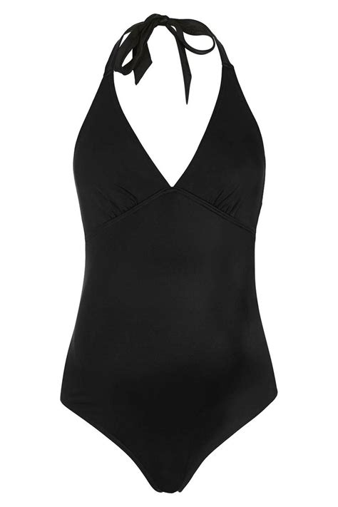 Lyst Topshop Solid Halter One Piece Maternity Swimsuit In Black