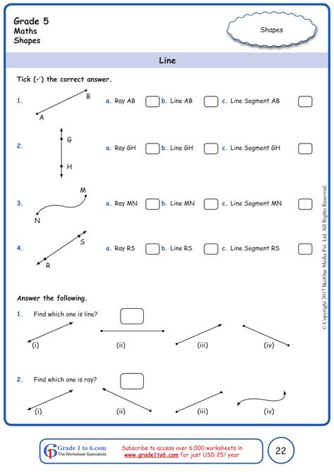 Points Line Segments Lines And Rays Worksheet Answer Key Printable