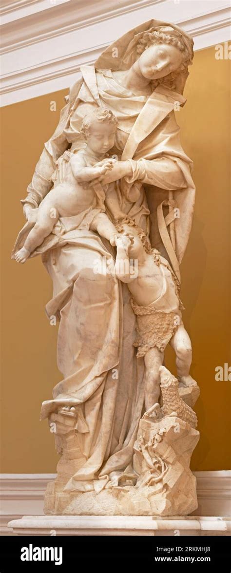 NAPLES ITALY APRIL 21 2023 The Baroque Marble Statue Of Madonna