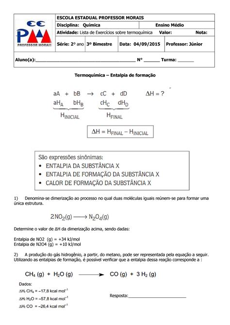 Termoqu Mica Exerc Cios Resolvidos Ensino M Dio