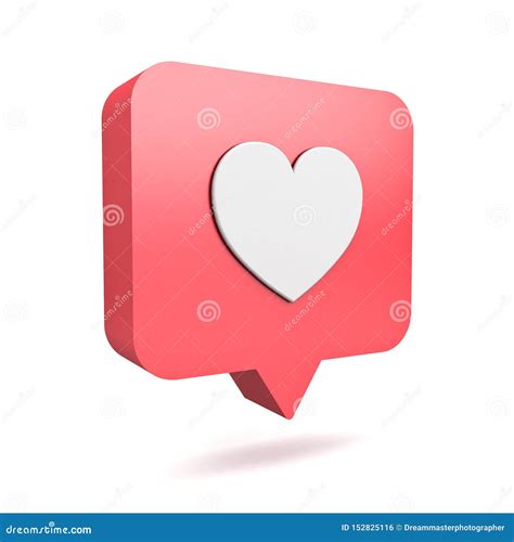 D Social Media Notification Love Like Heart Icon In Red Rounded Square