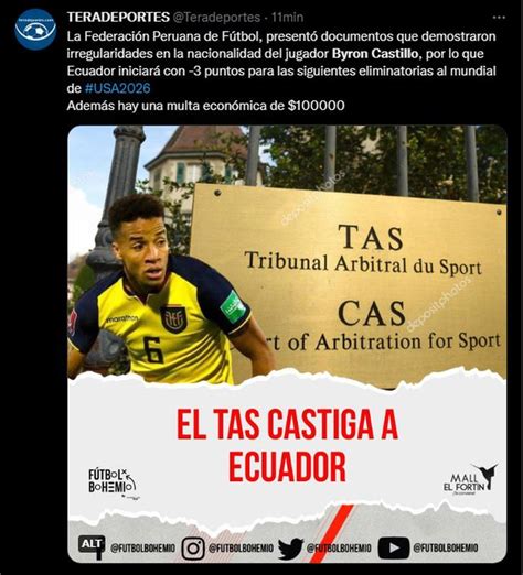 Tas Ratificó A Ecuador En Qatar 2022 Por El Caso De Byron Castillo Así Reaccionó La Prensa