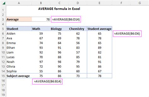 Excel Average Function With Examples