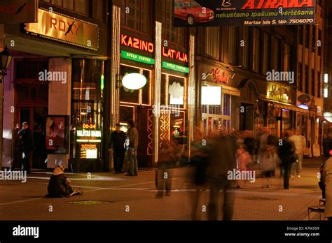 Riga Latvia at night Stock Photo - Alamy