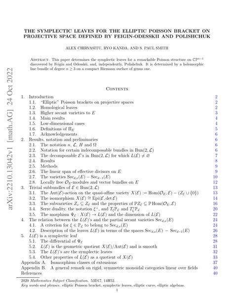 (PDF) The symplectic leaves for the elliptic Poisson bracket on ...