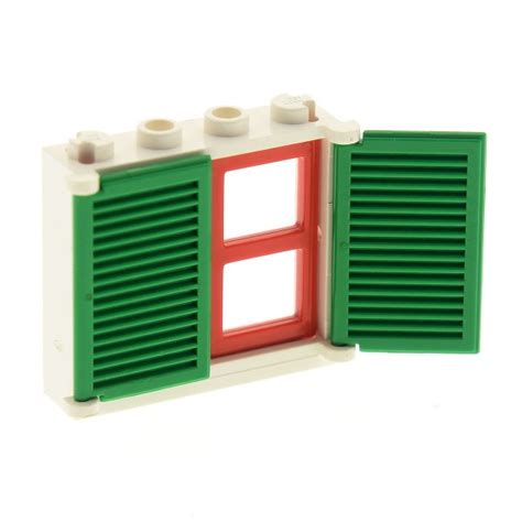 1 X Lego System Fenster Rahmen Weiss 1x4x3 Haus Doppel Scheibe Rot