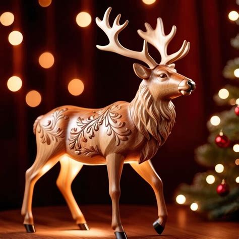 Premium Photo Traditional Wooden Carved Reindeer Festive Christmas