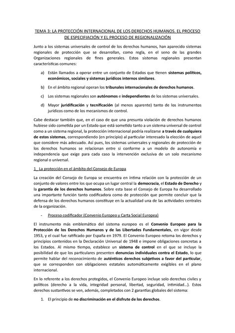 Tema 3 La Proteccion Internac Ional De Los Derechos Humanos El