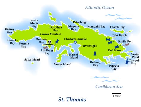 Saint Thomas Map - TravelsFinders.Com