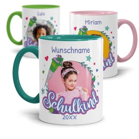 Personalisierte Tasse Zur Einschulung Schulkind Rosa Mit Foto Ja