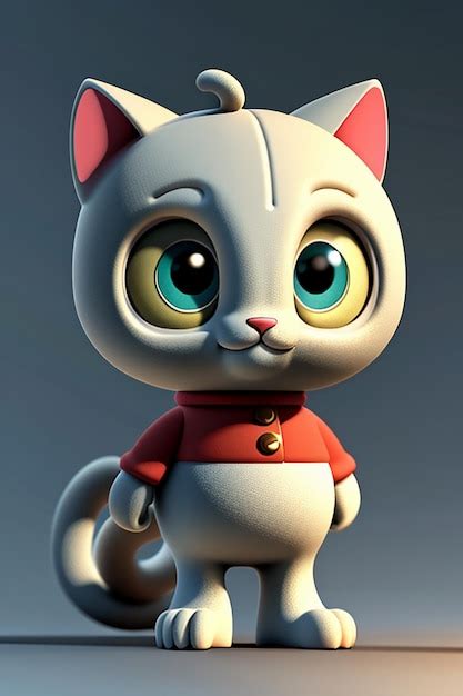 Premium Photo Cartoon Anime Style Kawaii Cute Cat Character Model 3d Rendering Product Design