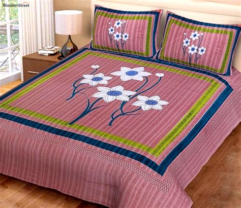 Buy Pink Color Jaipuri Print Tc Cotton Double Bedsheet With