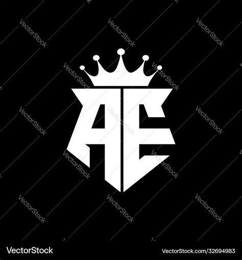 Ae logo monogram shield shape with crown design Vector Image