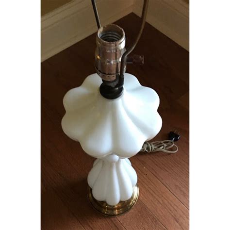 1950s Mid Century Modern Milk Glass And Brass Lamp With Shade Chairish