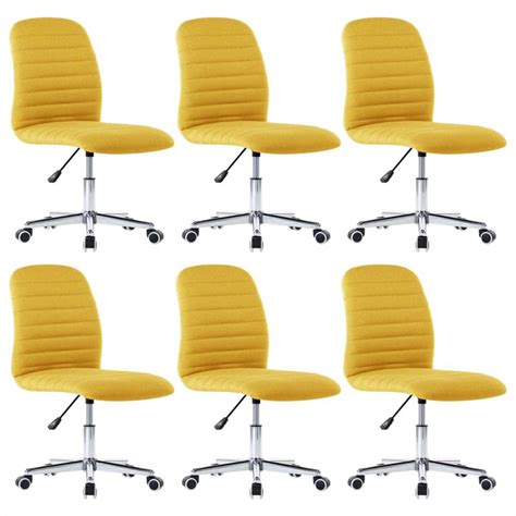 Dining Chairs 6 Pcs Mustard Yellow Fabric