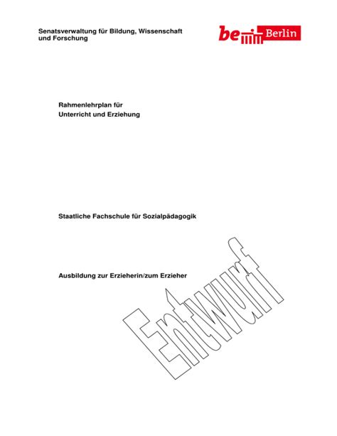 Rahmenplan der Fachschule für Sozialpädagogik