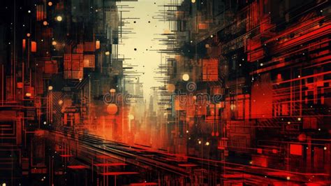 Digital Dystopia Portrayed Through Unsettling Abstract Elements Ai