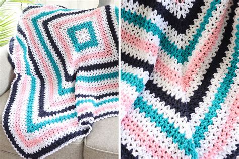 Granny Stripe Blanket Free Crochet Pattern