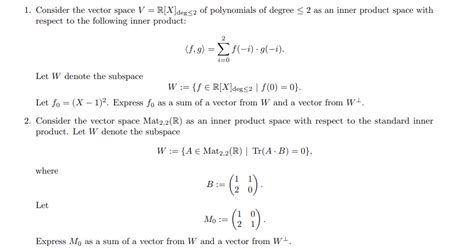 Solved Consider The Vector Space V R[x]deg≤2 ﻿of Polynomials