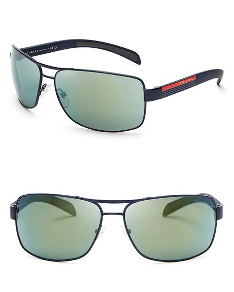 Lyst Prada Linea Rossa Mirrored Active Aviator Sunglasses In Blue For Men