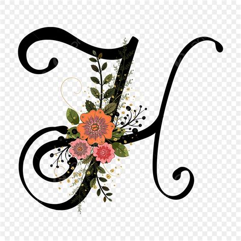 Alfabeto Letra H Con Flores Vintage Png Alfabeto Carta H Coleccion