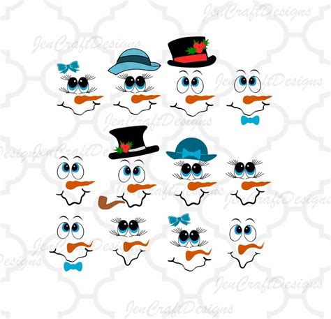 Snowman Svg Snowman Face Svg Snowmen Svg Lady And Man Face Boy Girl Christmas Snow Man Digital